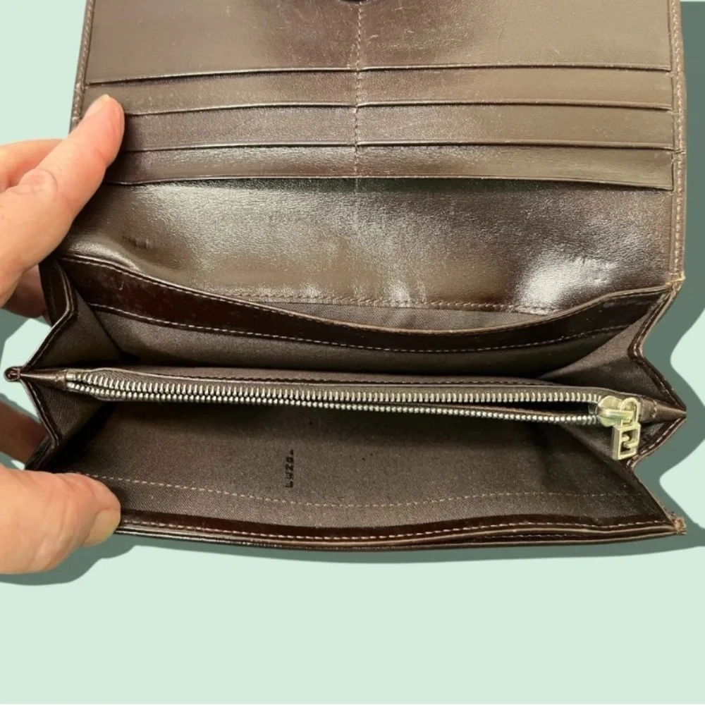 Fendi Zucca Monogram Vintage Continental Long Wallet